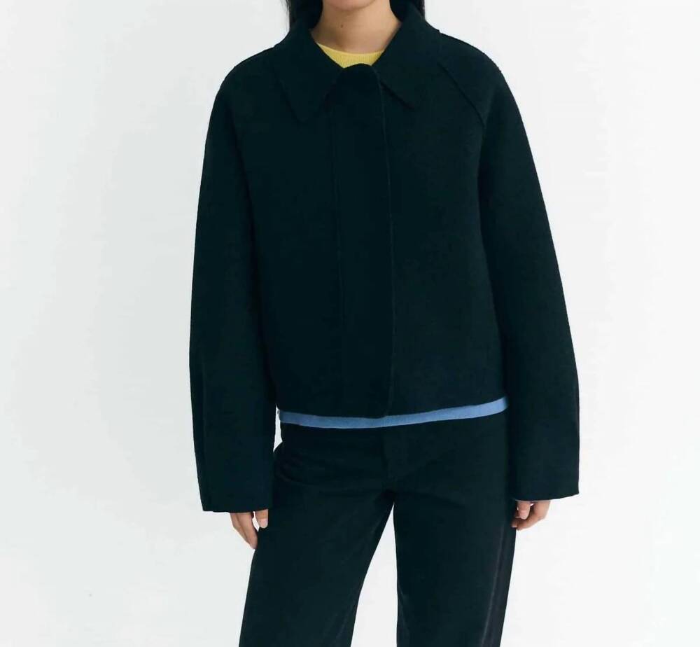 NEW THINKING MU daria collared jacket in black